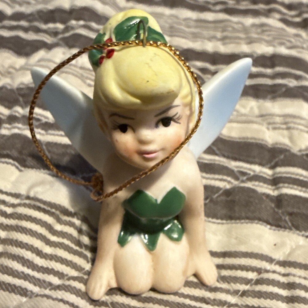 RARE Vintage Disney Tinkerbell Holiday Holly Ornament Japan Tinker Bell